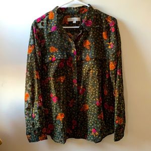 Long sleeved, sheer, floral Blouse LOFT